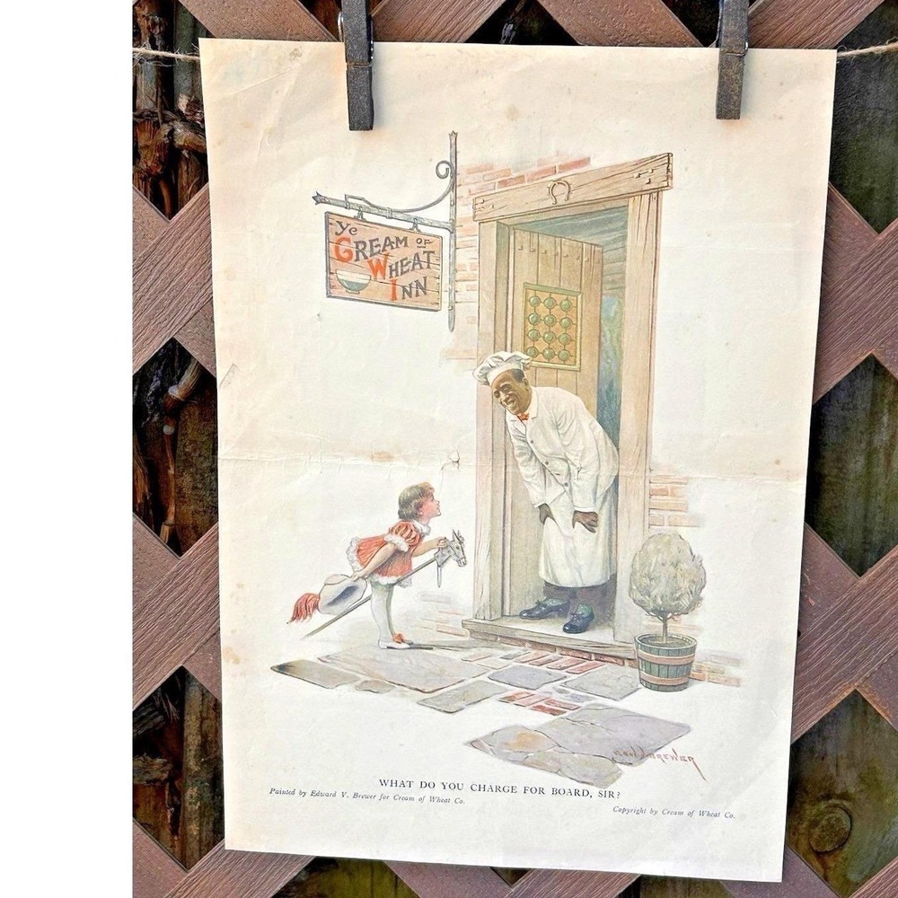 The Helper Cream of Wheat 1916 Vintage Magazine Ad Edward V. Brewer Lithograph